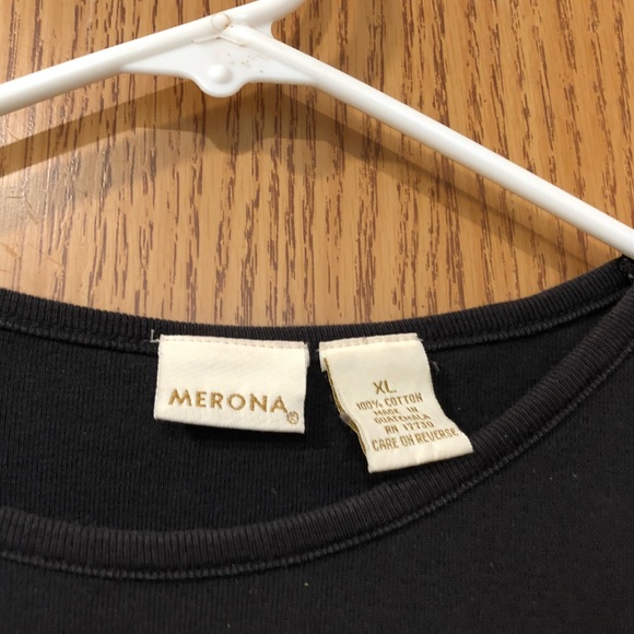🔴 5/$25 Merona Black T-shirt Short Sleeve Top XL - Picture 2 of 3